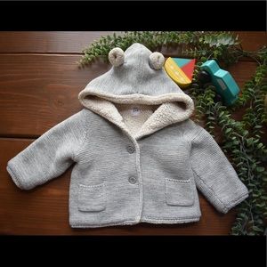 Baby Gap Sherpa Grey Hooded Coat